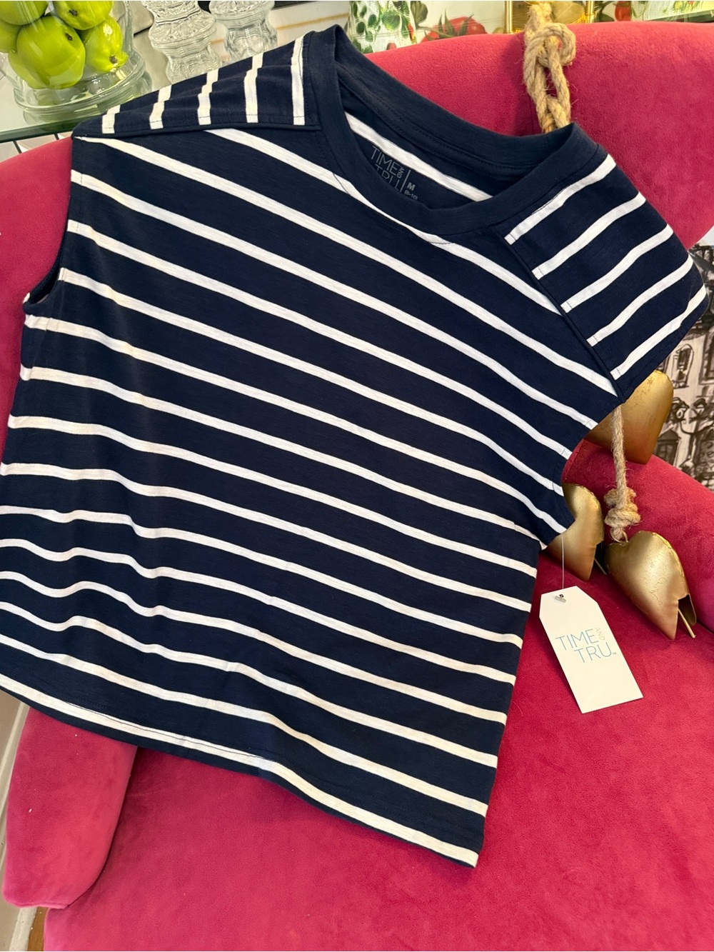 Time and Tru Navy and White Striped Crewneck Tank - Picture 8 of 8